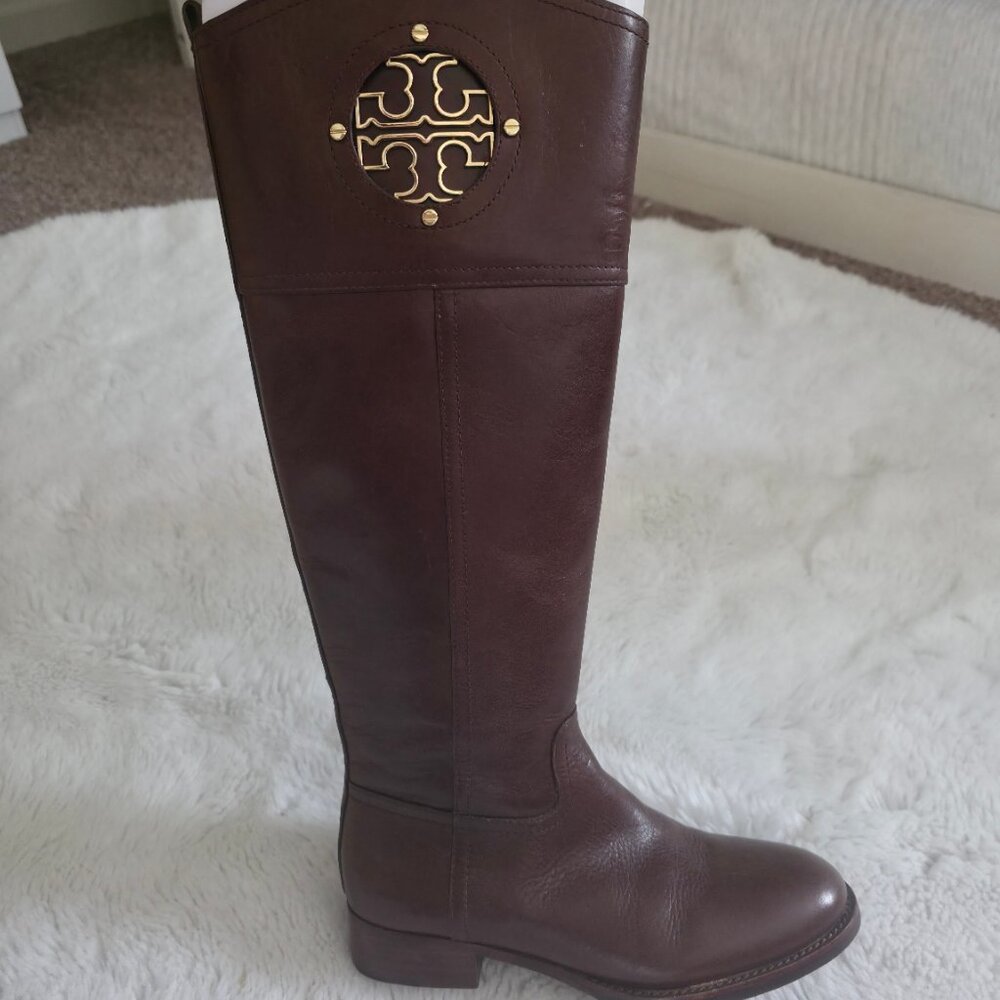 Tory Burch Brown Leather Riding Boots
